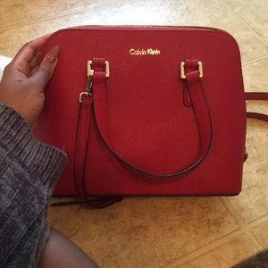 Calvin Klein Saffiano Satchel (Red)